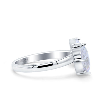 Open Teardrop Pear Emerald Cut Wedding Bridal Simulated Cubic Zirconia Cocktail Ring 925 Sterling Silver